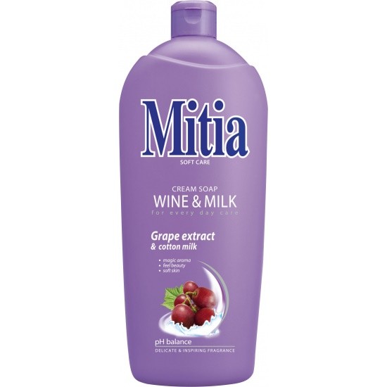 Mitia 1l tek.mýdlo Wine&Milk - Kosmetika Hygiena a ochrana pro ruce Tekutá mýdla náhradní náplně